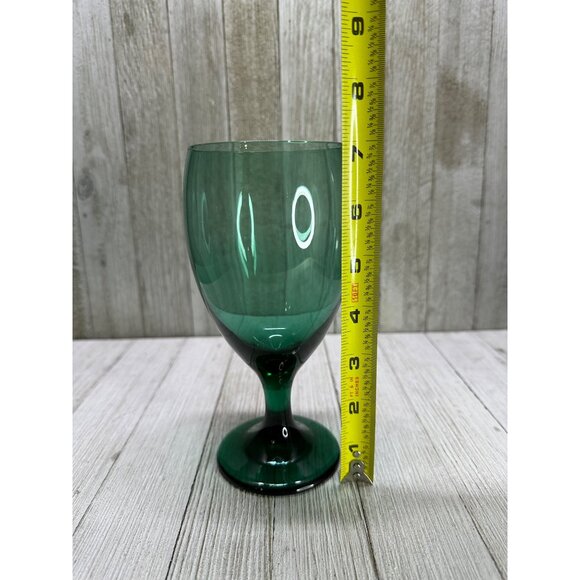 Vintage Libbey Teardrop Juniper Wine Glasses Goblets Stemware Green - Set of 4 - Picture 6 of 6